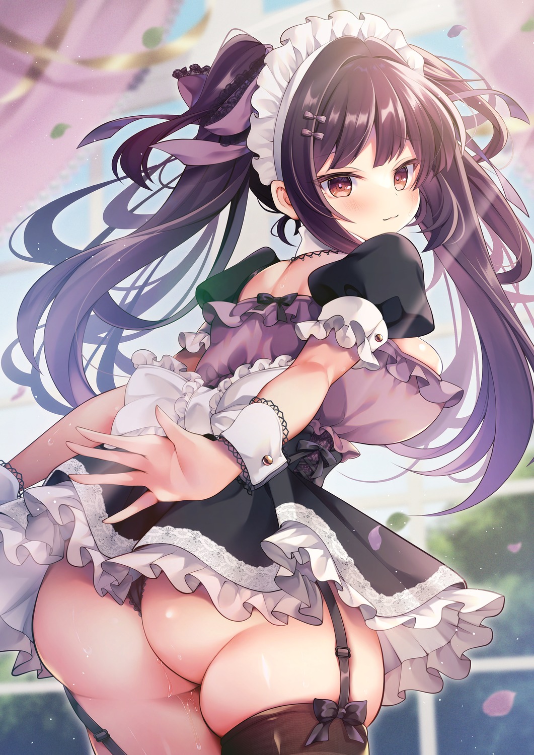 ass horinatu maid pantsu skirt_lift stockings thighhighs thong