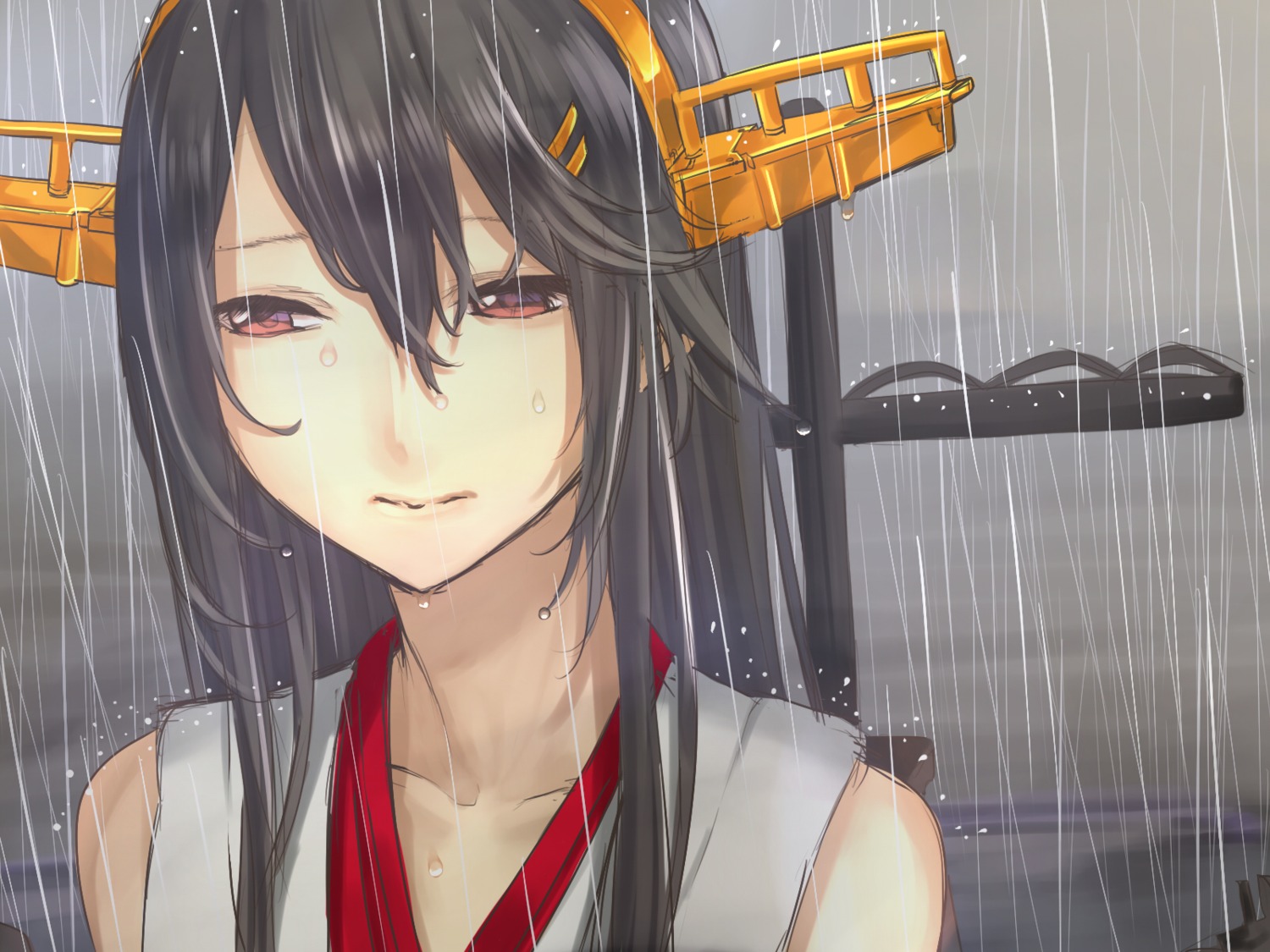 baffu haruna_(kancolle) kantai_collection wallpaper wet