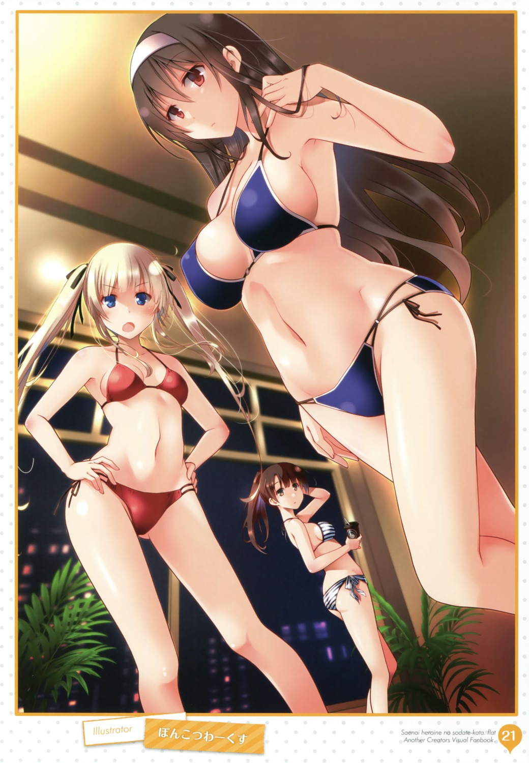 bikini cleavage kasumigaoka_utaha katou_megumi ponkotsu_works saenai_heroine_no_sodatekata saenai_heroine_no_sodatekata_flat sawamura_spencer_eriri swimsuits