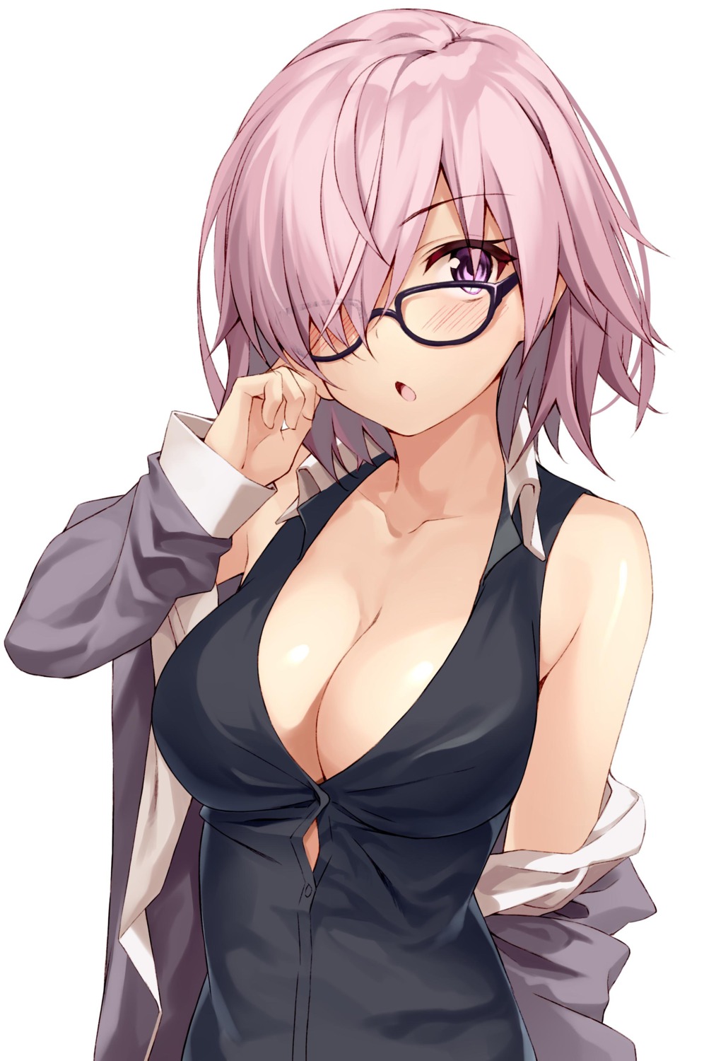 cleavage fate/grand_order mash_kyrielight megane no_bra syunichi undressing