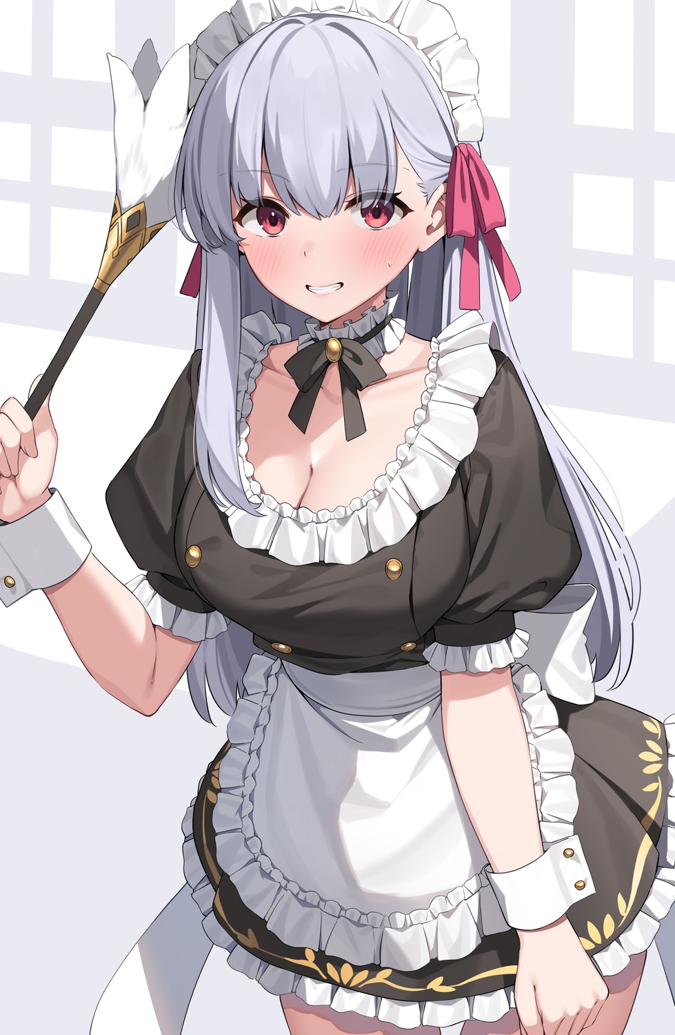 cleavage fate/grand_order kama_(fate/grand_order) maid suiroh