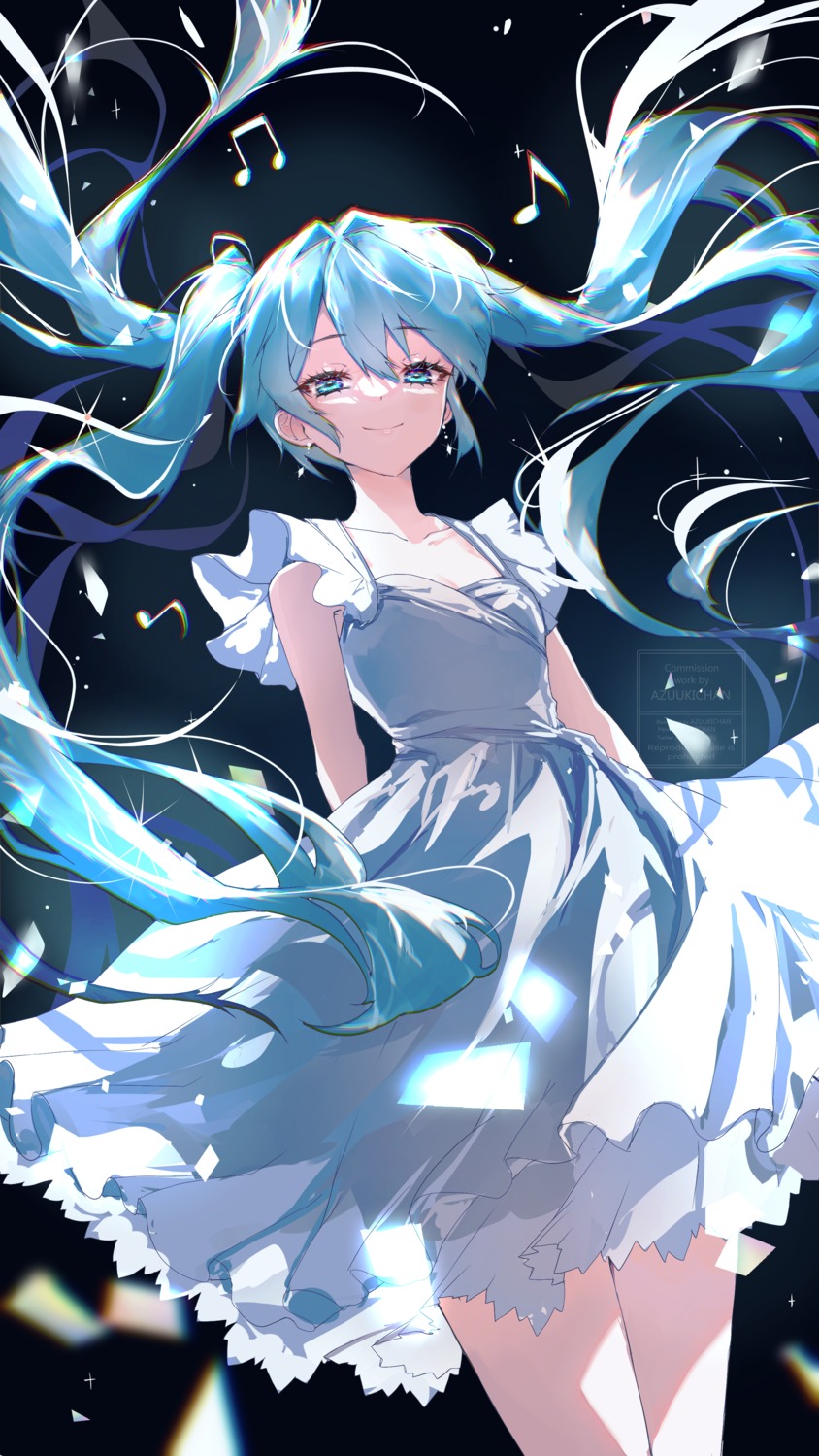 azuukichan dress hatsune_miku skirt_lift vocaloid