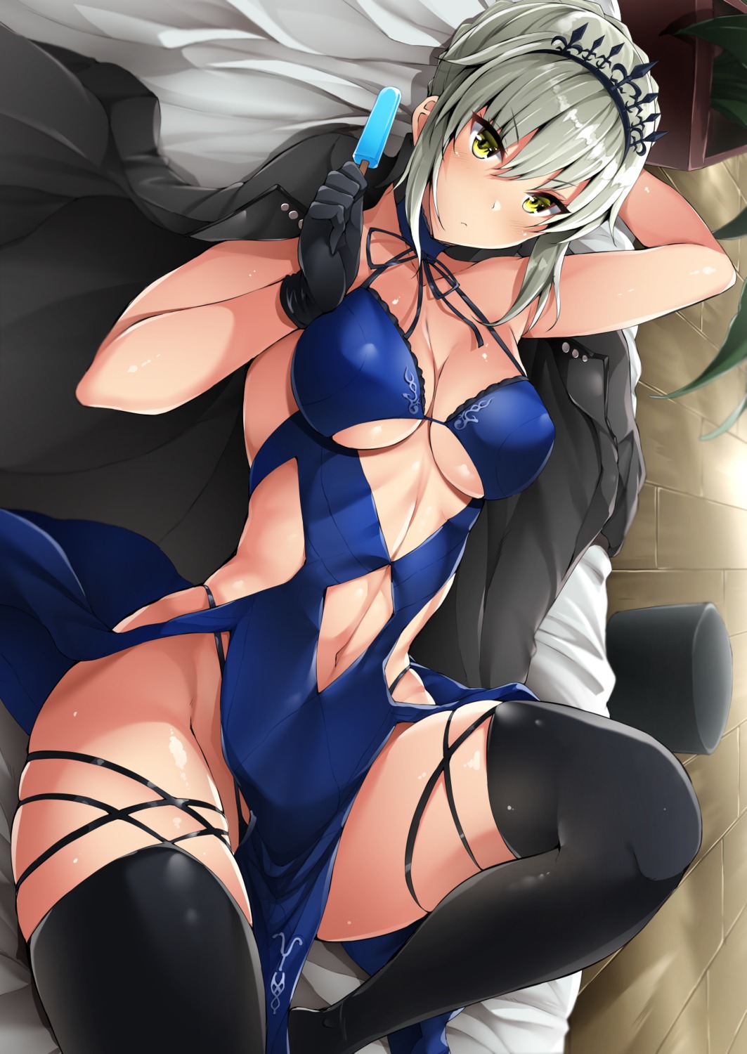 cleavage fate/grand_order pantsu saber saber_alter stem thighhighs underboob