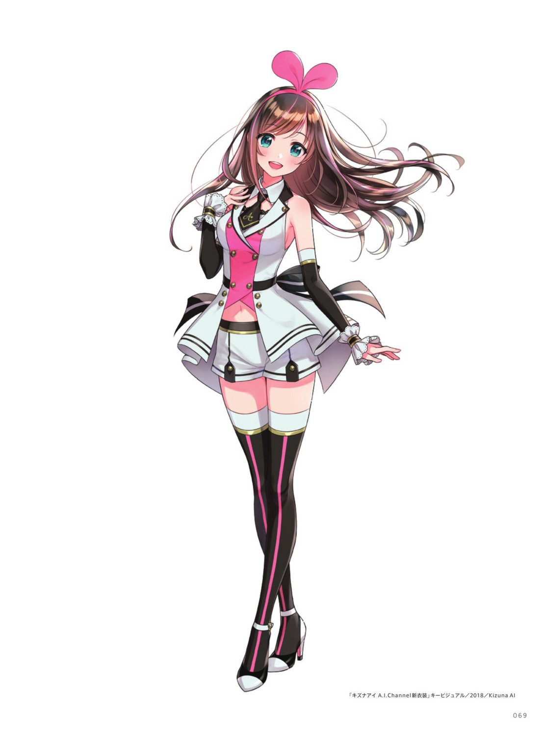 a.i._channel kizuna_ai morikura_en thighhighs