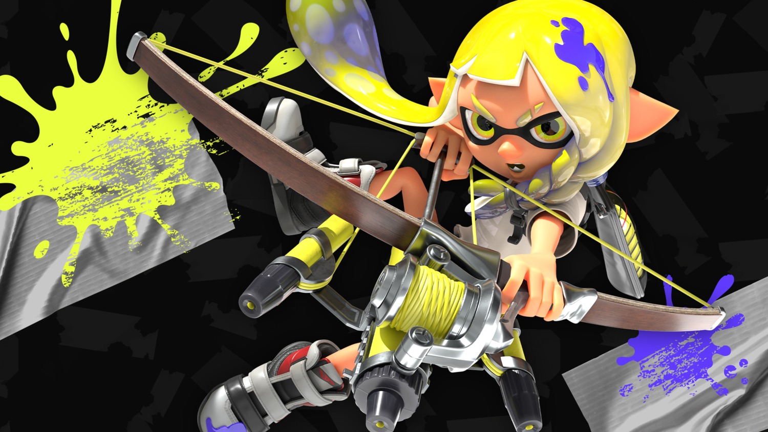 cg inkling_(splatoon) nintendo pointy_ears splatoon tagme wallpaper weapon