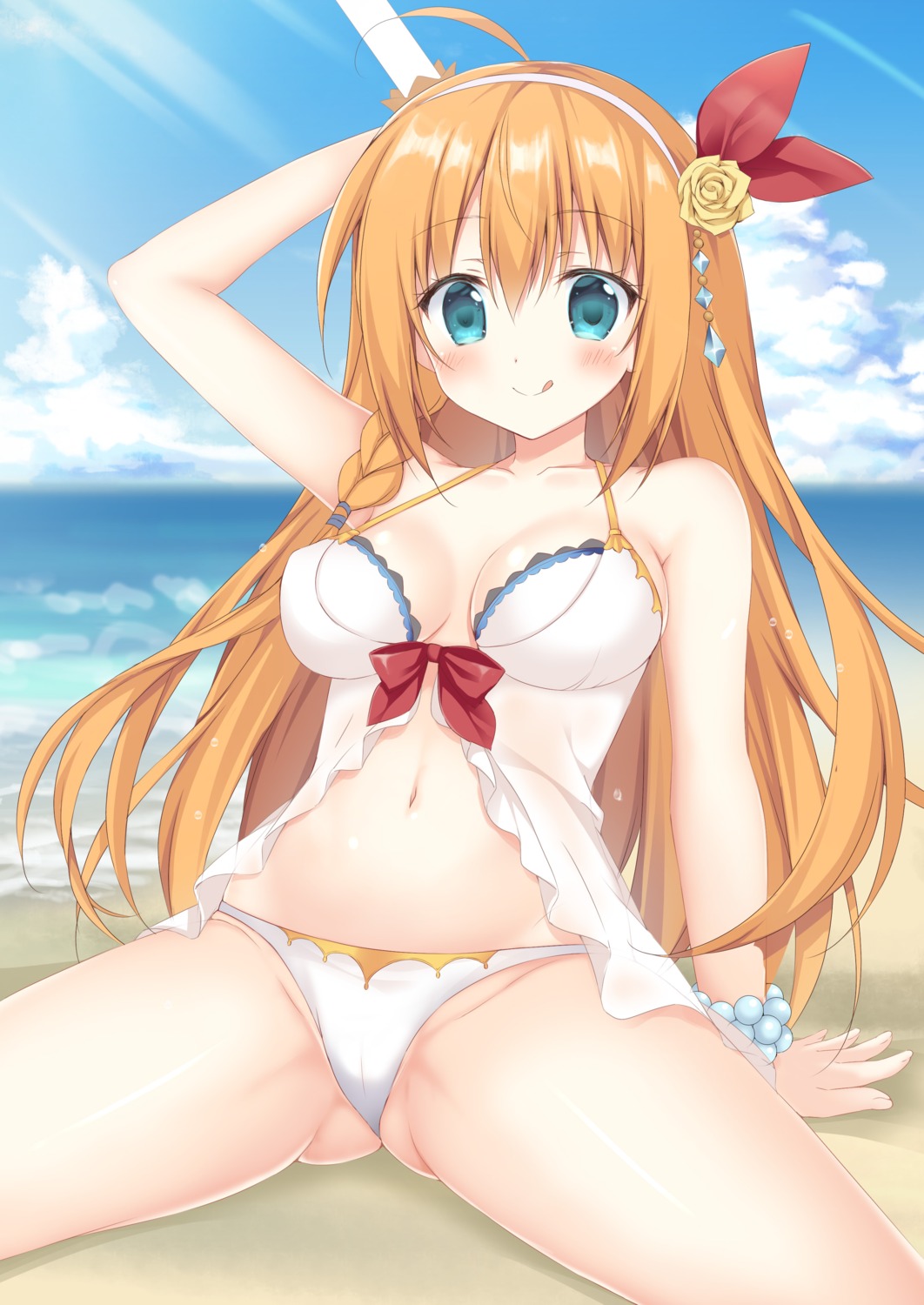 bikini cleavage korie_riko pecorine princess_connect! princess_connect!_re:dive see_through swimsuits thong