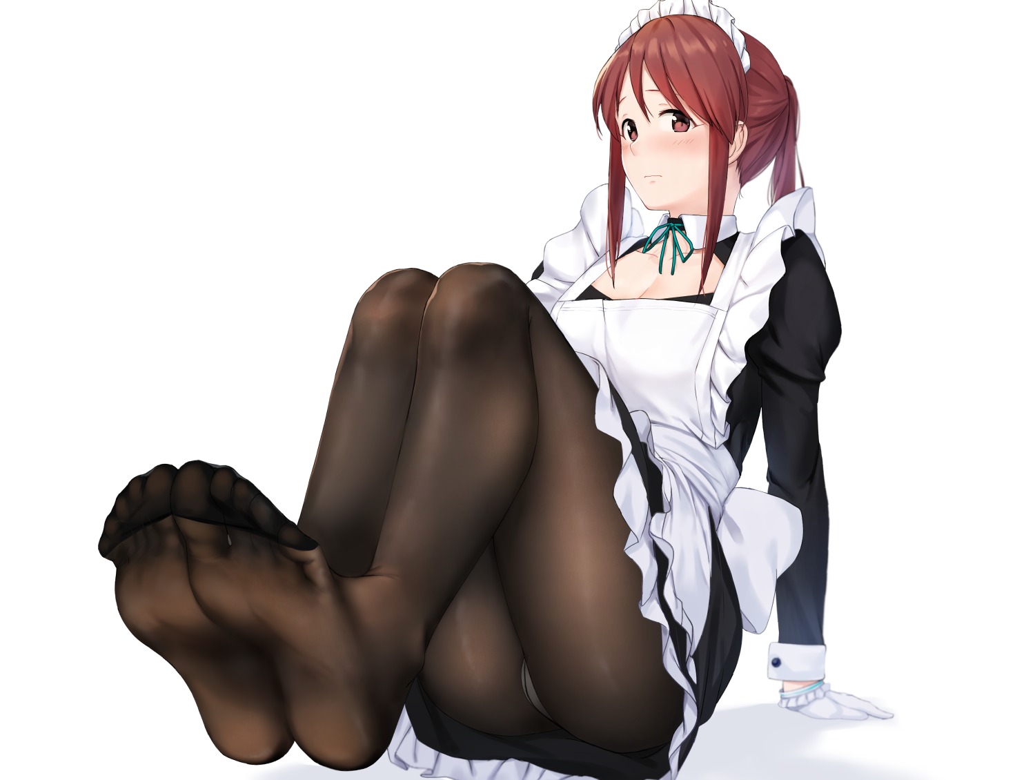 anti_(0324) cleavage feet maid mifune_miyu pantsu pantyhose the_idolm@ster the_idolm@ster_cinderella_girls the_idolm@ster_cinderella_girls_starlight_stage