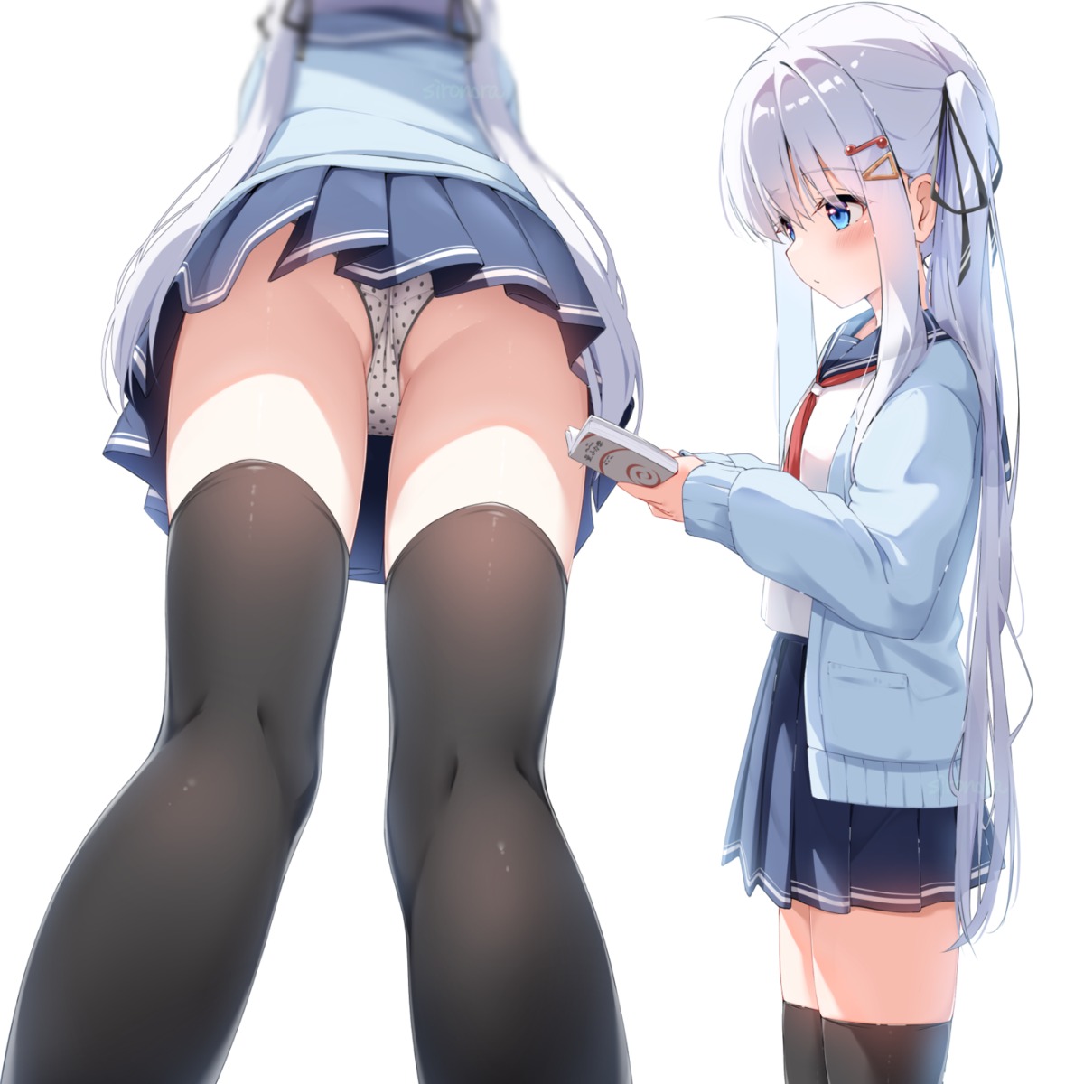 ass loli pantsu seifuku shironora skirt_lift sweater thighhighs