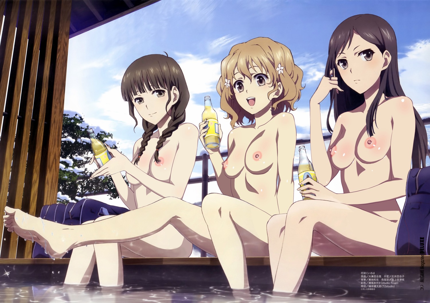 feet hanasaku_iroha matsumae_ohana naked nipples oohigashi_yurie oshimizu_nako photoshop tsurugi_minko wet