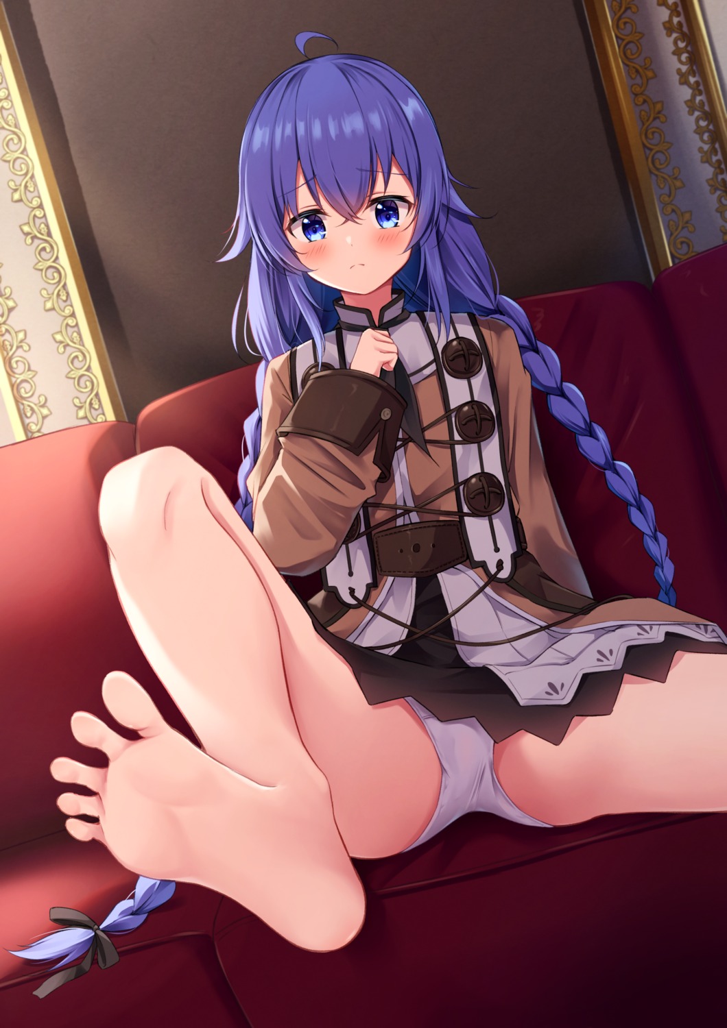 feet mushoku_tensei pantsu roxy_migurdia skirt_lift tagme