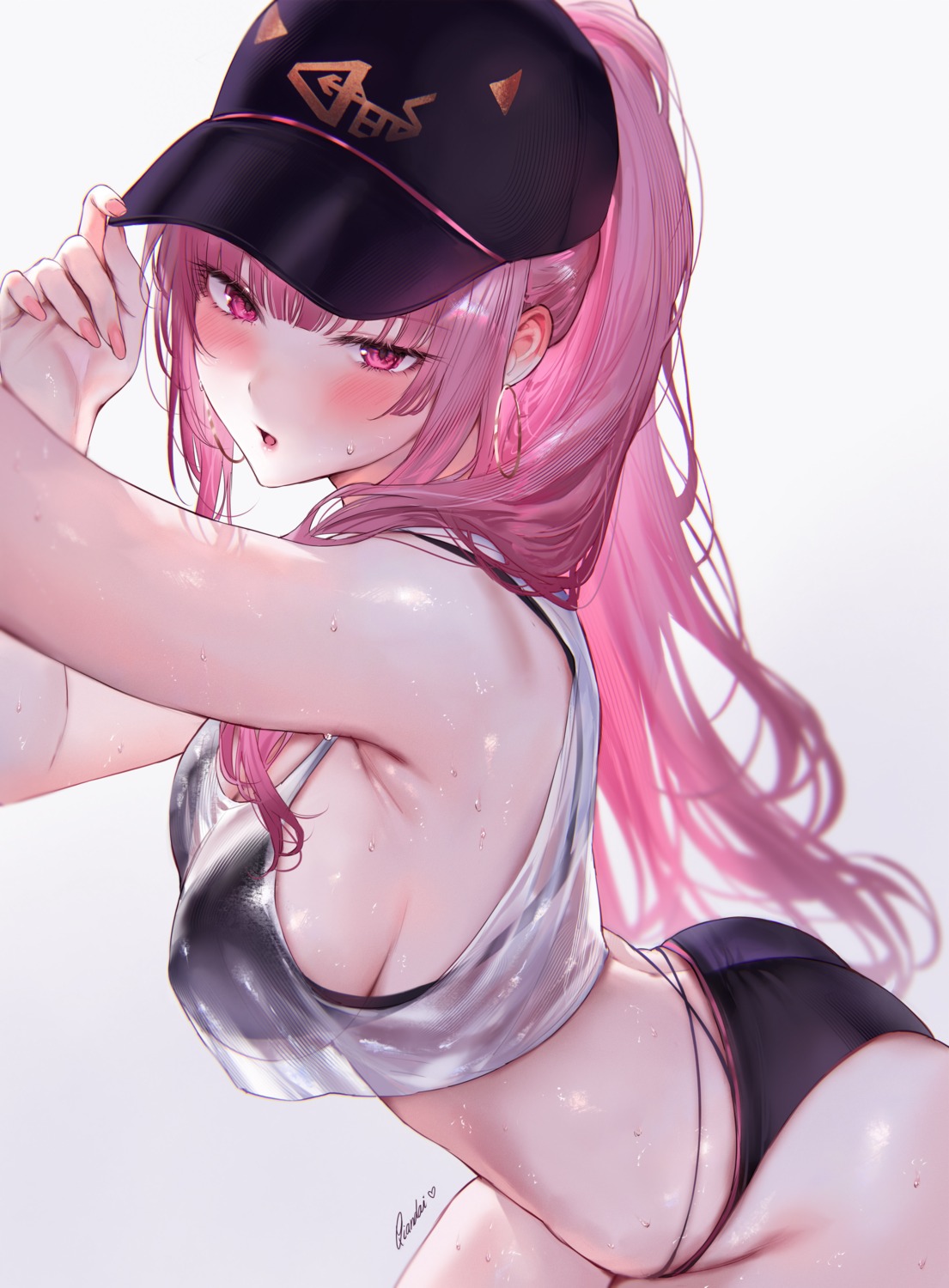 bikini erect_nipples hololive hololive_english mori_calliope qiandaiyiyu see_through swimsuits wet wet_clothes