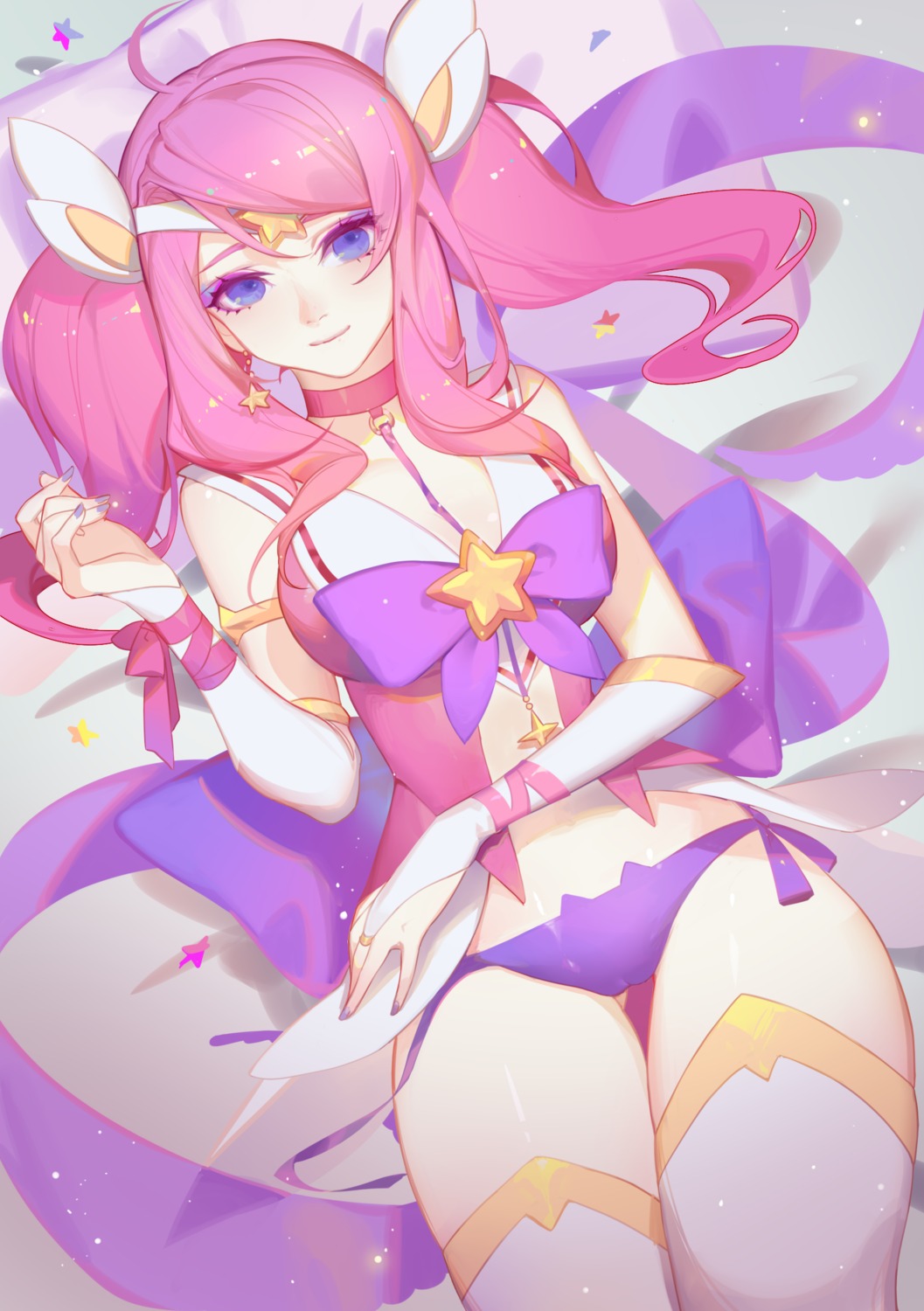 league_of_legends lux_(league_of_legends) pantsu songjikyo string_panties thighhighs