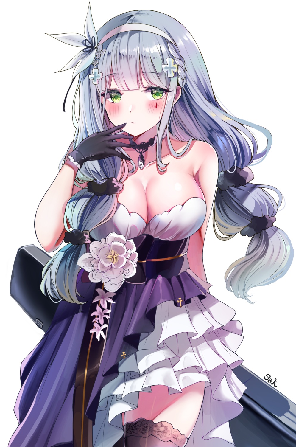 cleavage dress girls_frontline hk416_(girls_frontline) sak thighhighs