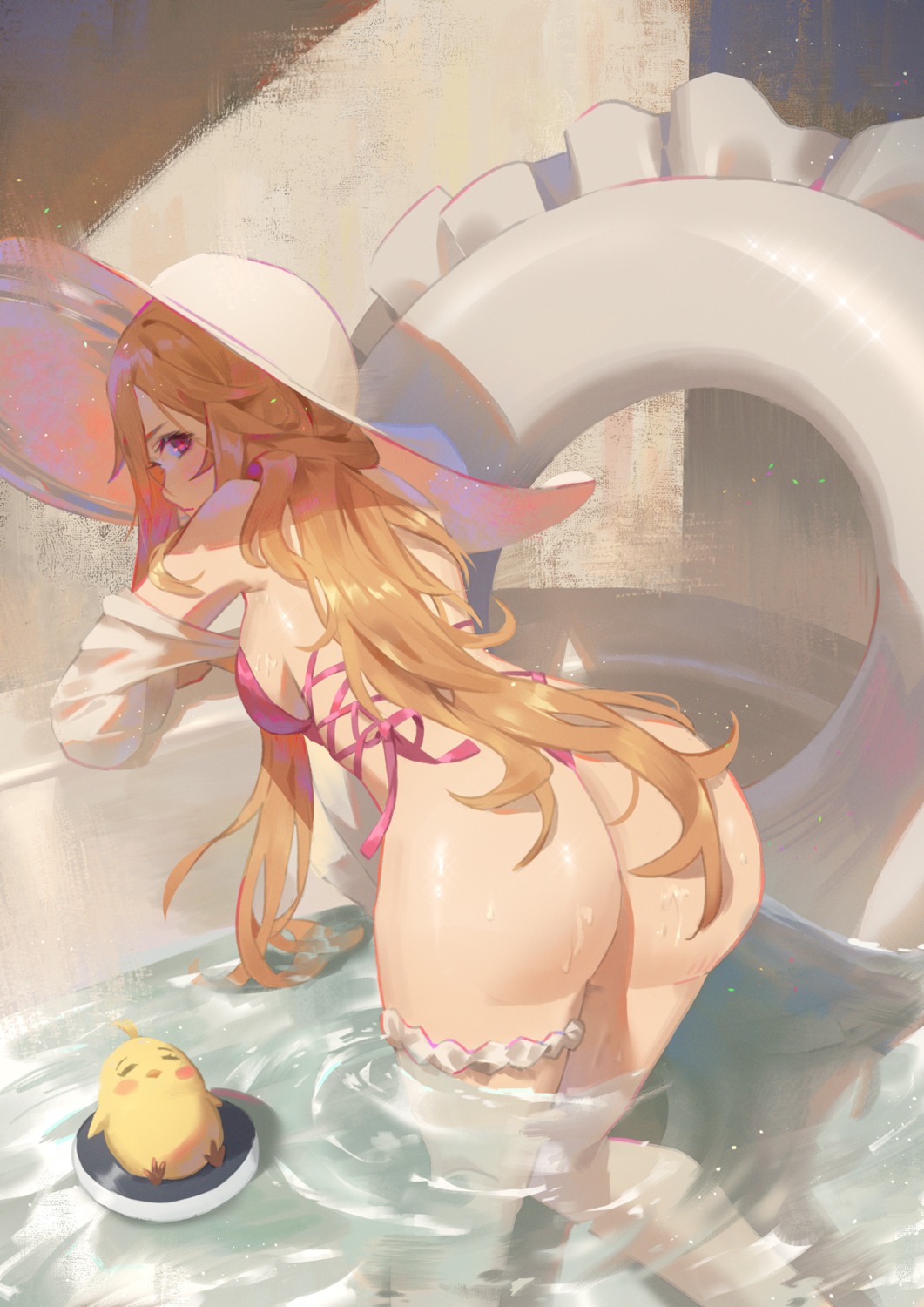 ass azur_lane bikini cirilla garter manjuu_(azur_lane) richelieu_(azur_lane) see_through swimsuits wet