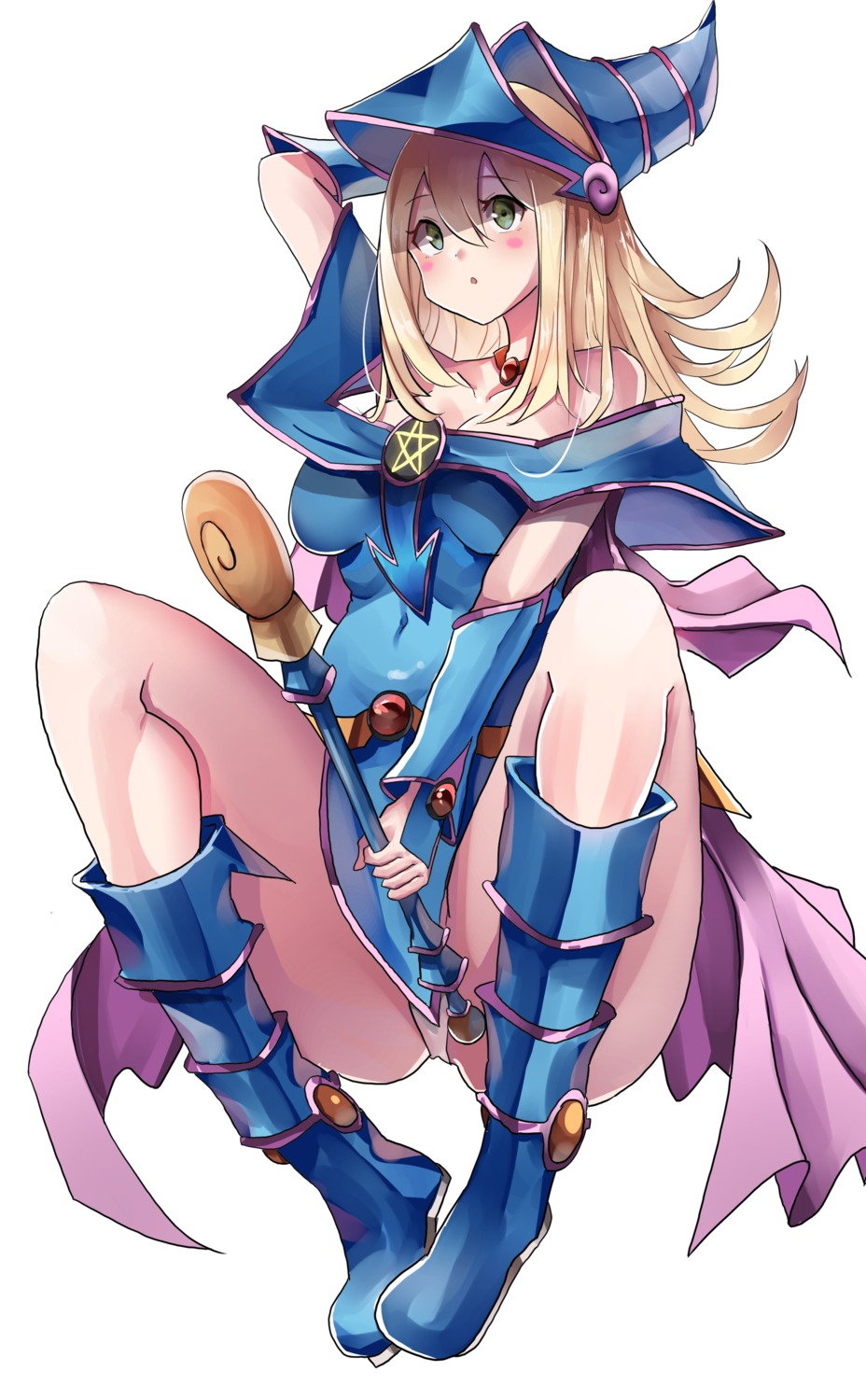 armor dark_magician_girl ekaki_no_mime pantsu skirt_lift weapon yugioh