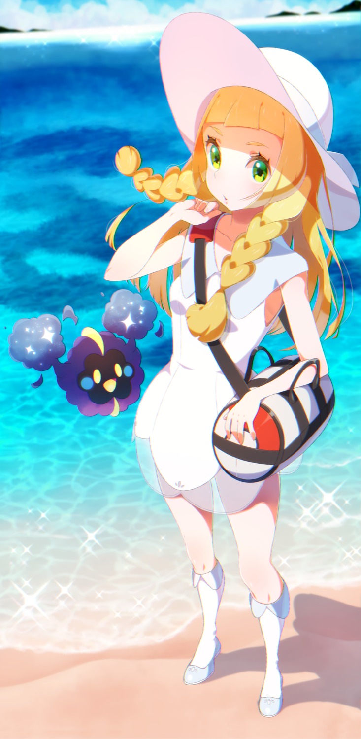 cosmog dress lillie_(pokemon) pokemon pokemon_sm pokemon_usum see_through yupiteru