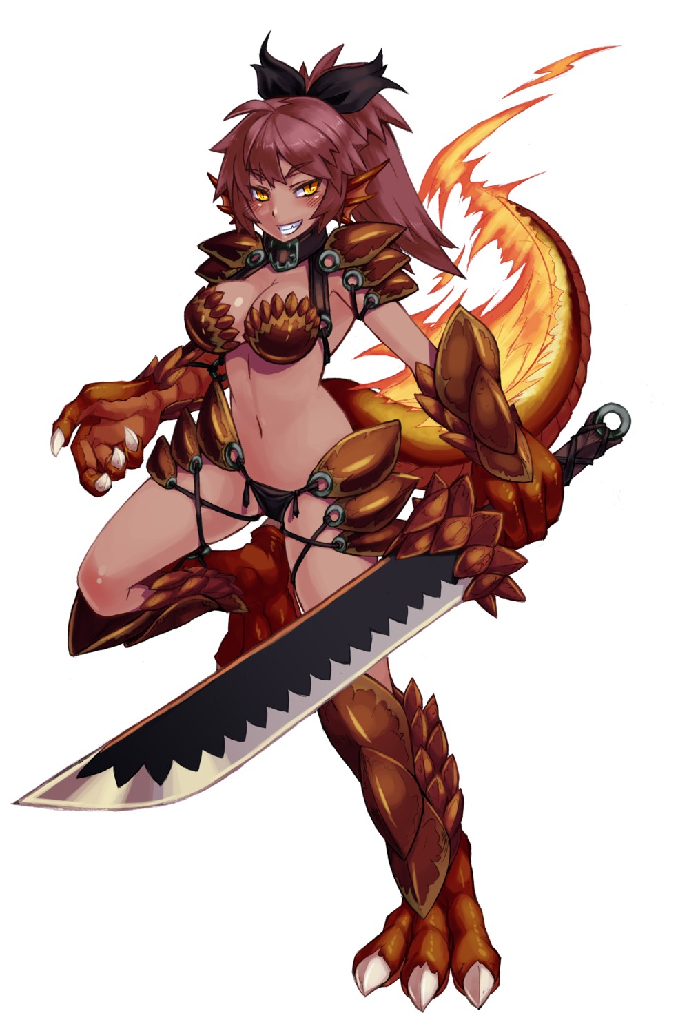 armor bikini_armor kenkou_cross monster_girl monster_girl_encyclopedia salamander_(monster_girl_encyclopedia) sword tail