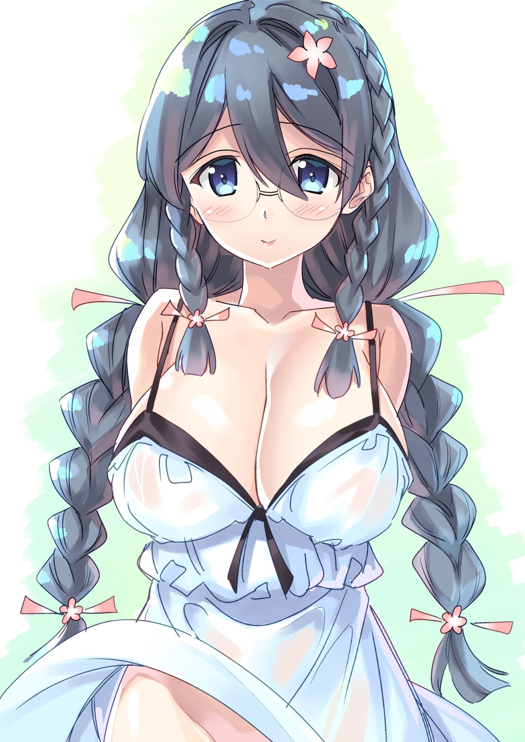 cleavage dress gotou_masaki megane mone-san_no_majime_sugiru_tsukiaikata nopan skirt_lift summer_dress yozakura_momone