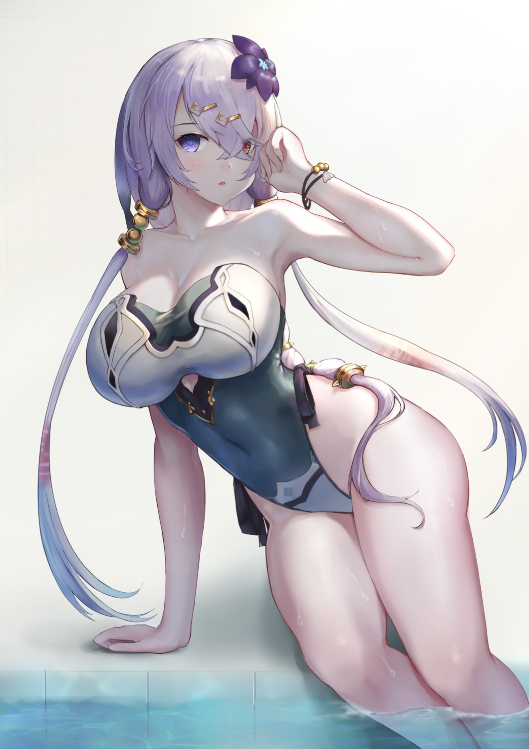 artist_revision atelier atelier_ryza cleavage heterochromia lila_decyrus swimsuits wet zekken