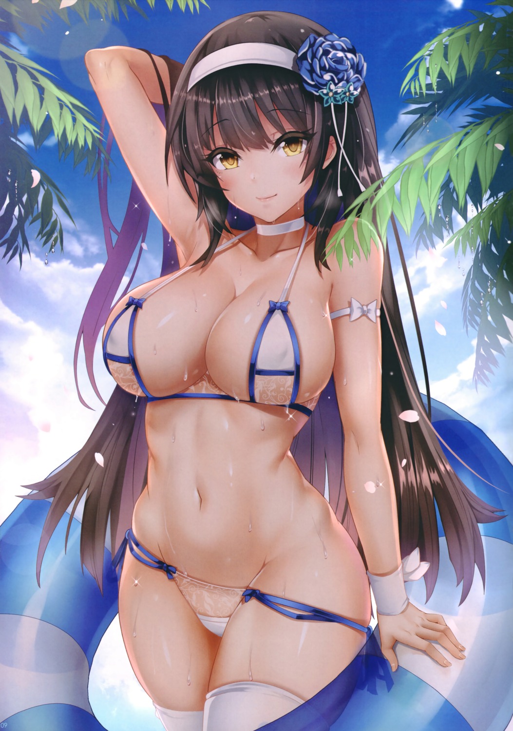 bikini erect_nipples girls_frontline oni-noboru qbz-95_(girls_frontline) see_through swimsuits wet