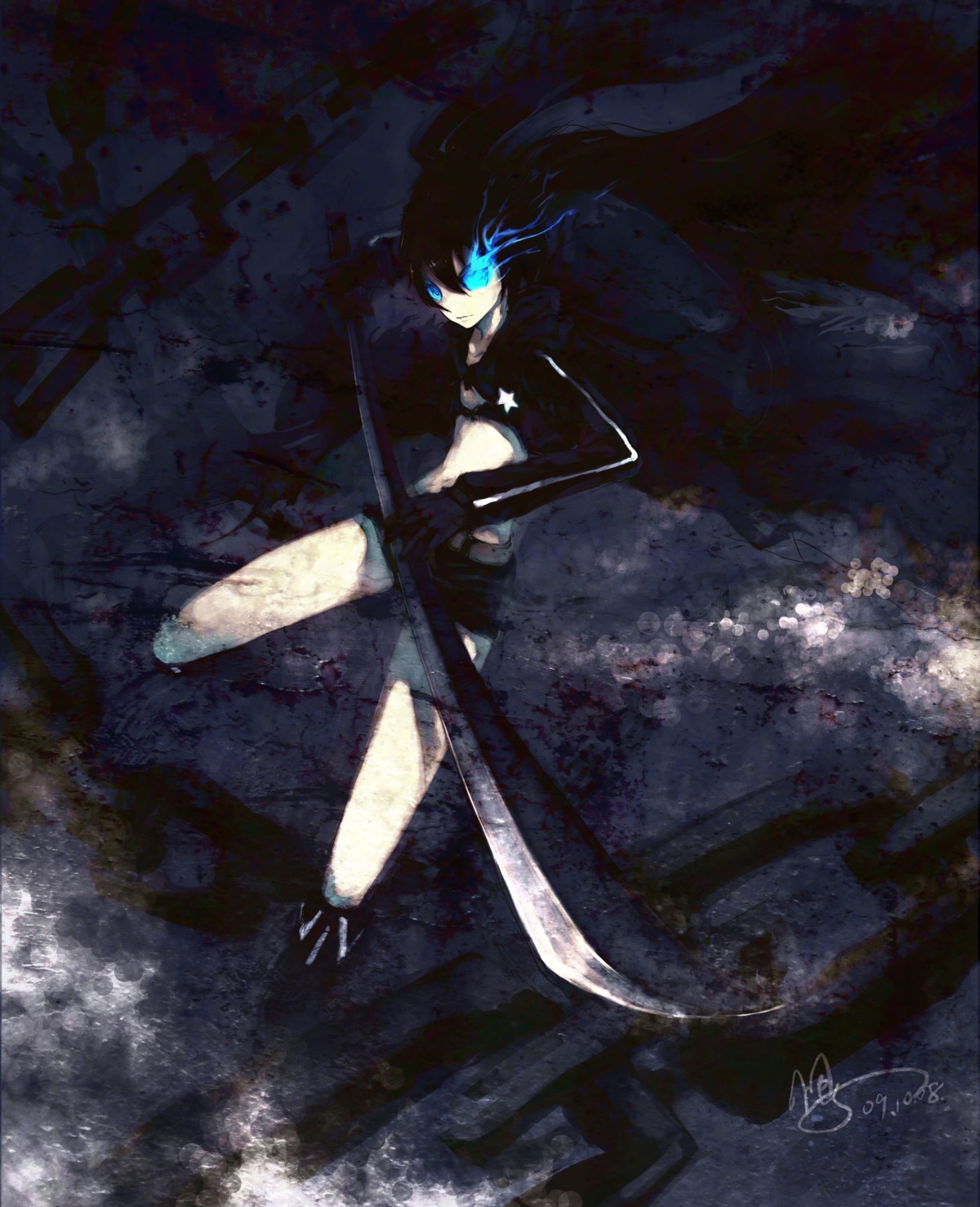 black_rock_shooter black_rock_shooter_(character) sword urami vocaloid