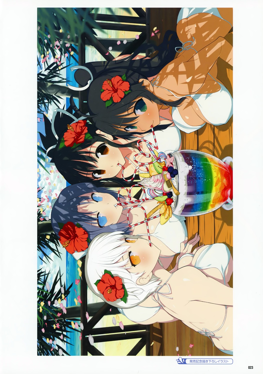 ass asuka_(senran_kagura) bikini cleavage erect_nipples homura_(senran_kagura) miyabi_(senran_kagura) senran_kagura senran_kagura:_peach_beach_splash swimsuits yaegashi_nan yumi_(senran_kagura)