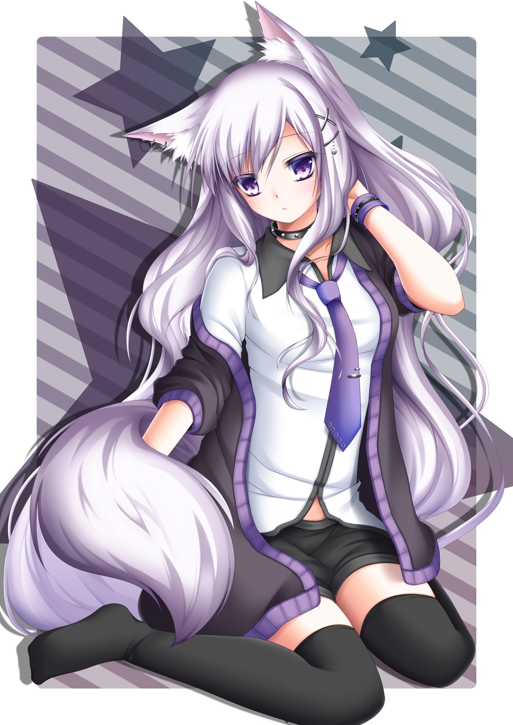 animal_ears kitsune shitou tail thighhighs