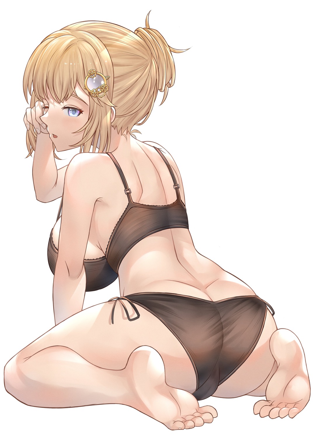 ass bra cameltoe feet hololive hololive_english honkivampy lingerie pantsu string_panties watson_amelia