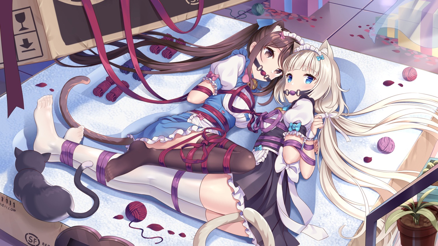 animal_ears bondage chocola dress lulu_001m maid neko nekomimi nekopara tail thighhighs vanilla