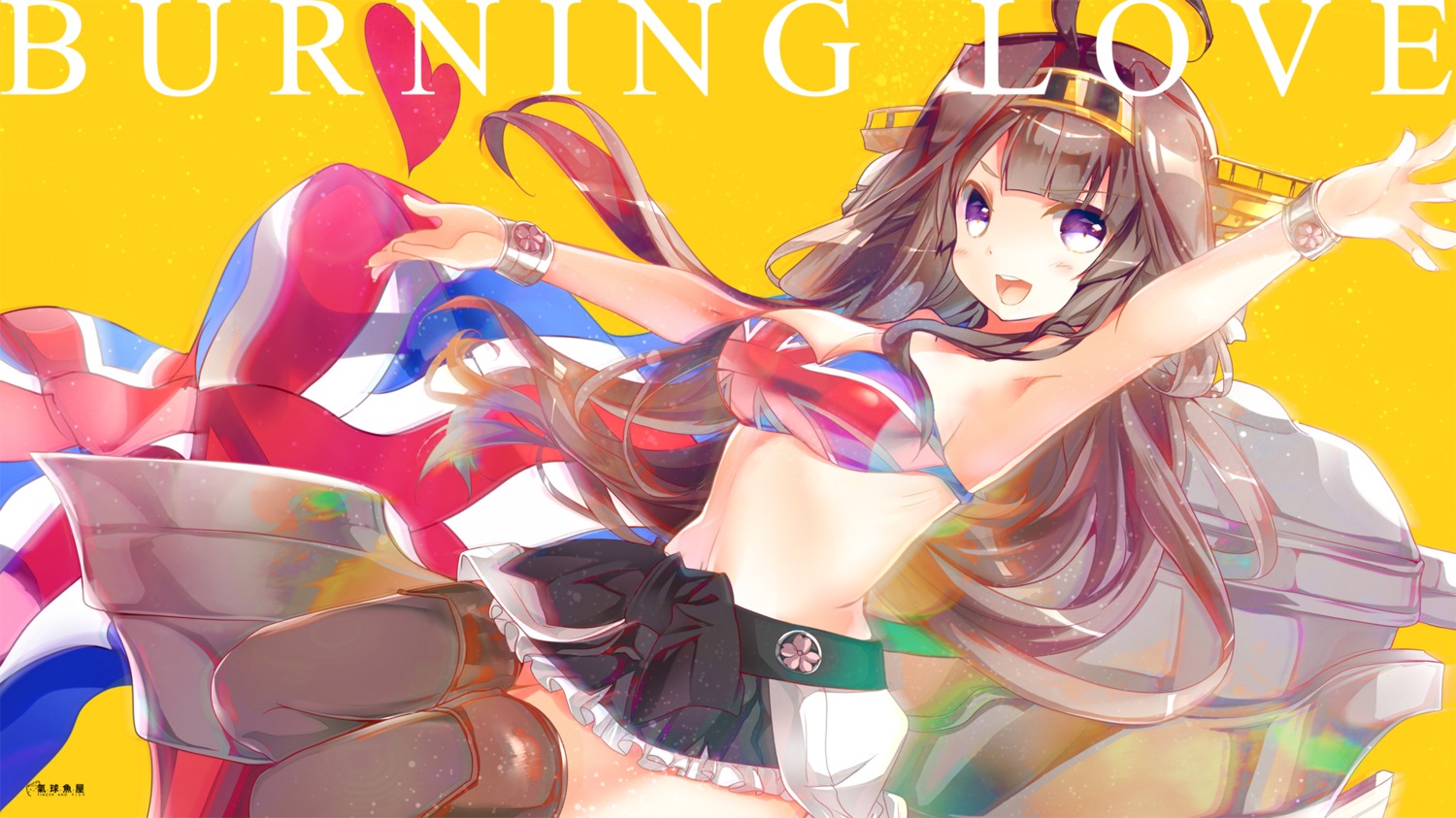 bikini_top cleavage heco kantai_collection kongou_(kancolle) swimsuits thighhighs