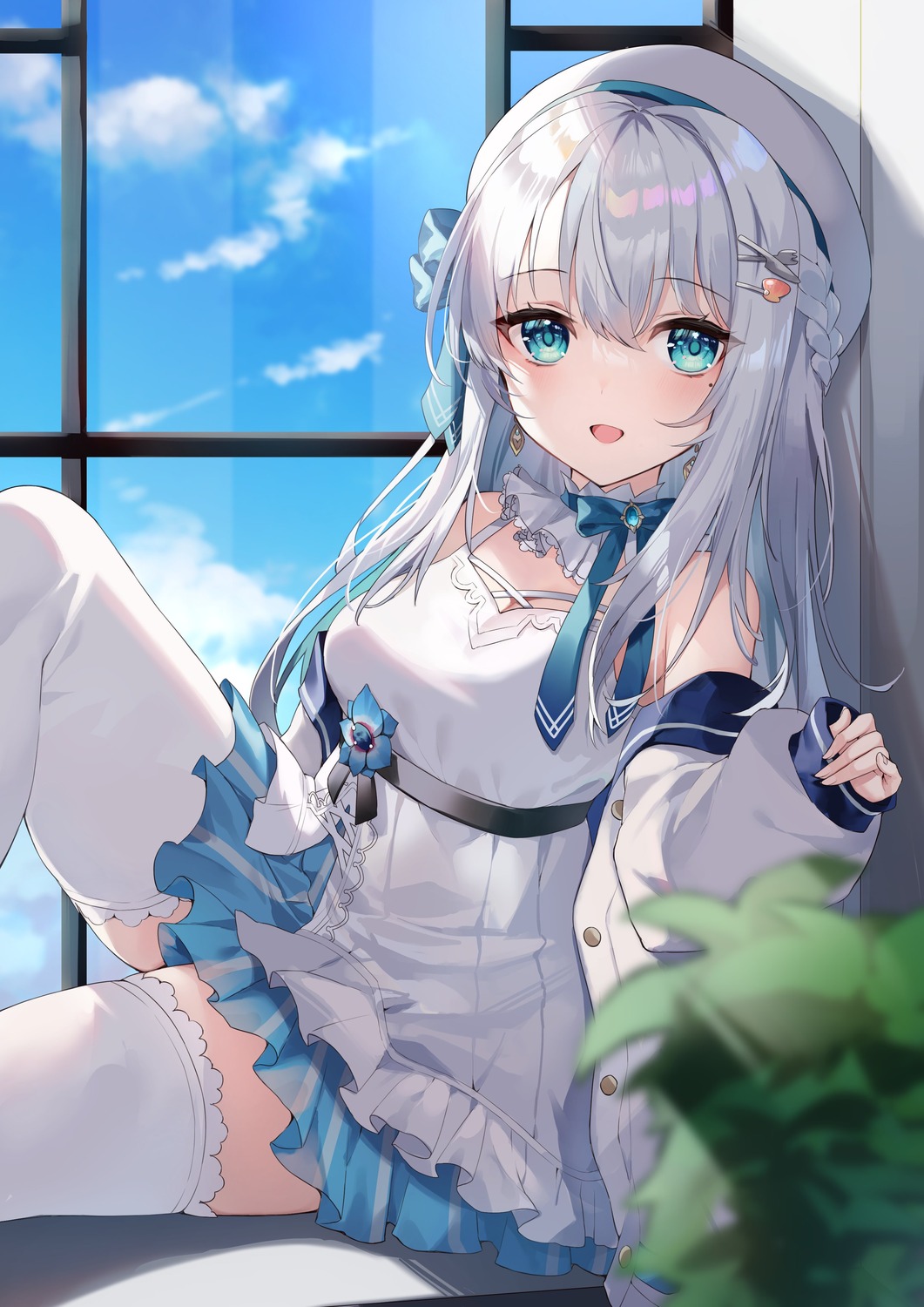 40_(0f0urw) dress indie_virtual_youtuber nagino_mashiro thighhighs