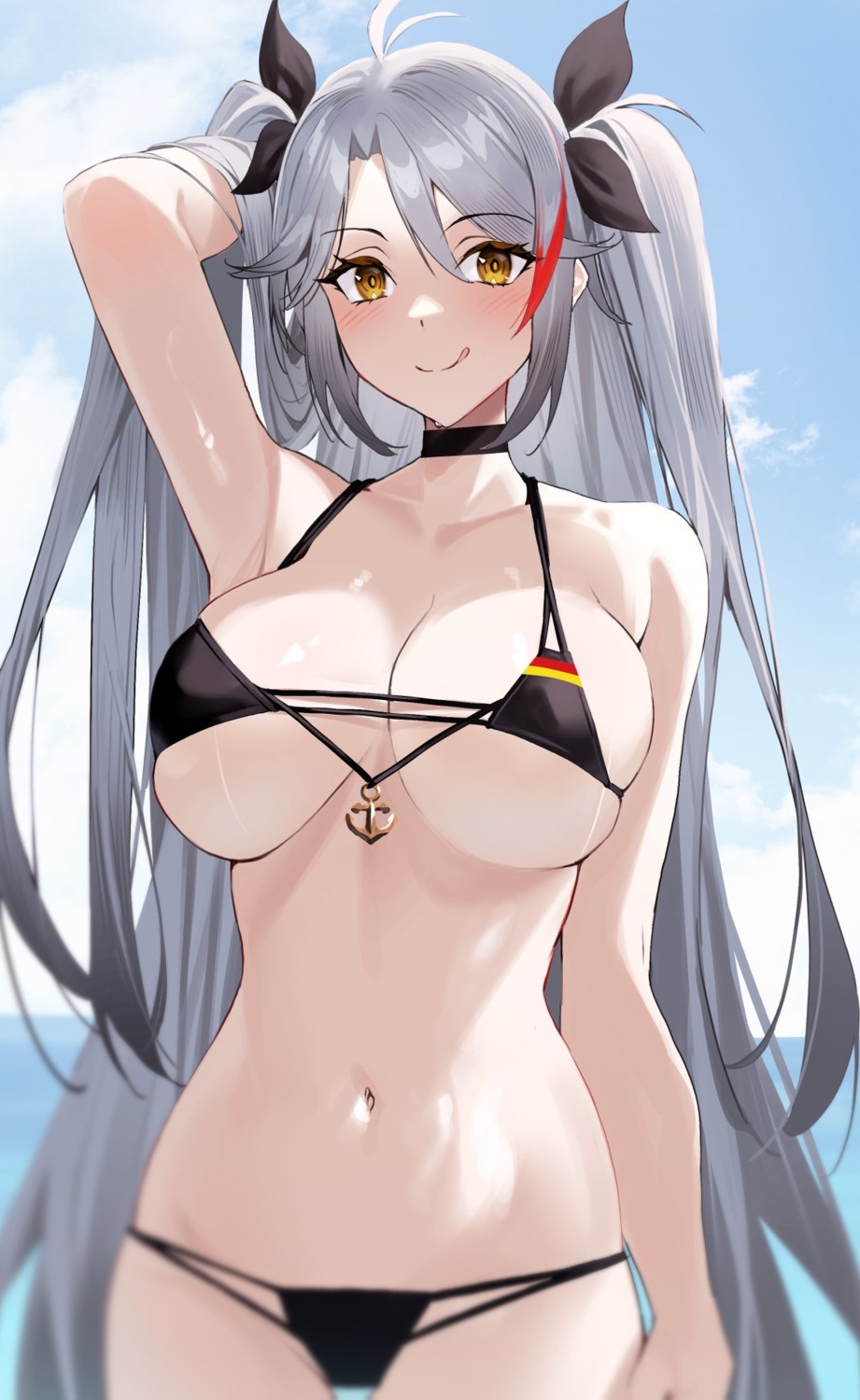 azur_lane bikini erect_nipples prinz_eugen_(azur_lane) raitho104 swimsuits