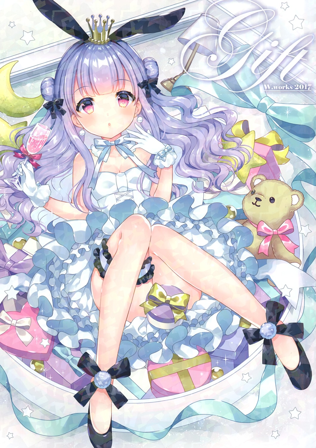 animal_ears bunny_ears cleavage dress garter w.label wasabi_(sekai)