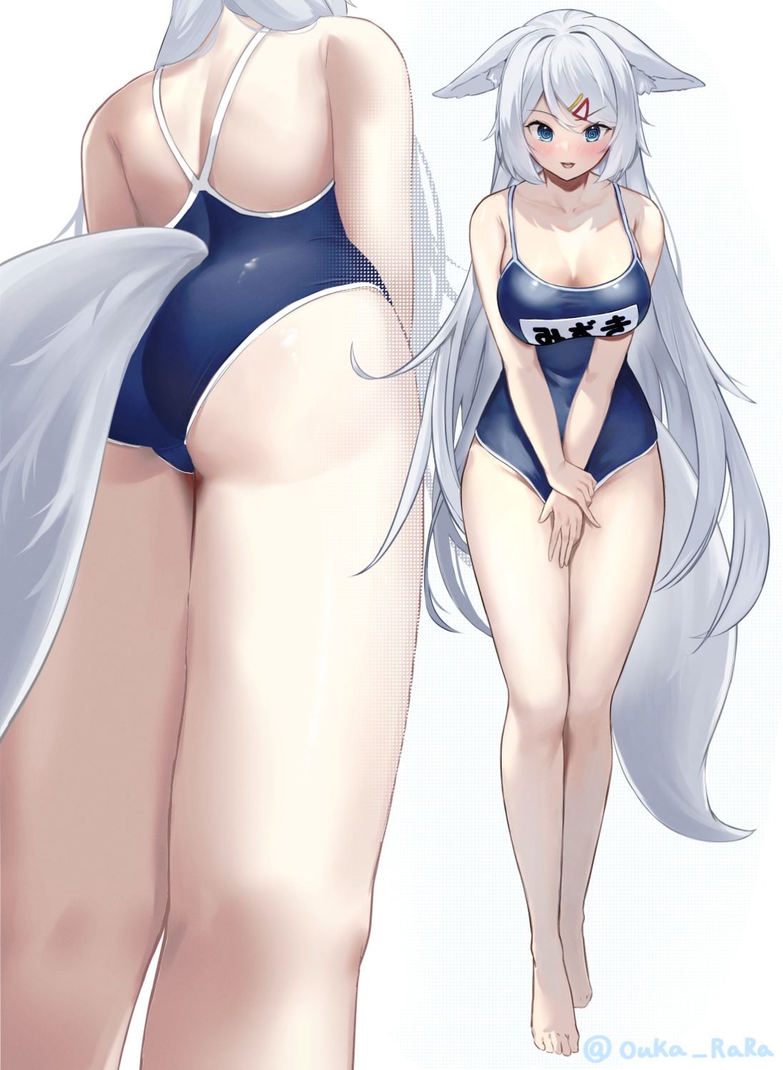 animal_ears ass oukafafafa school_swimsuit swimsuits tail