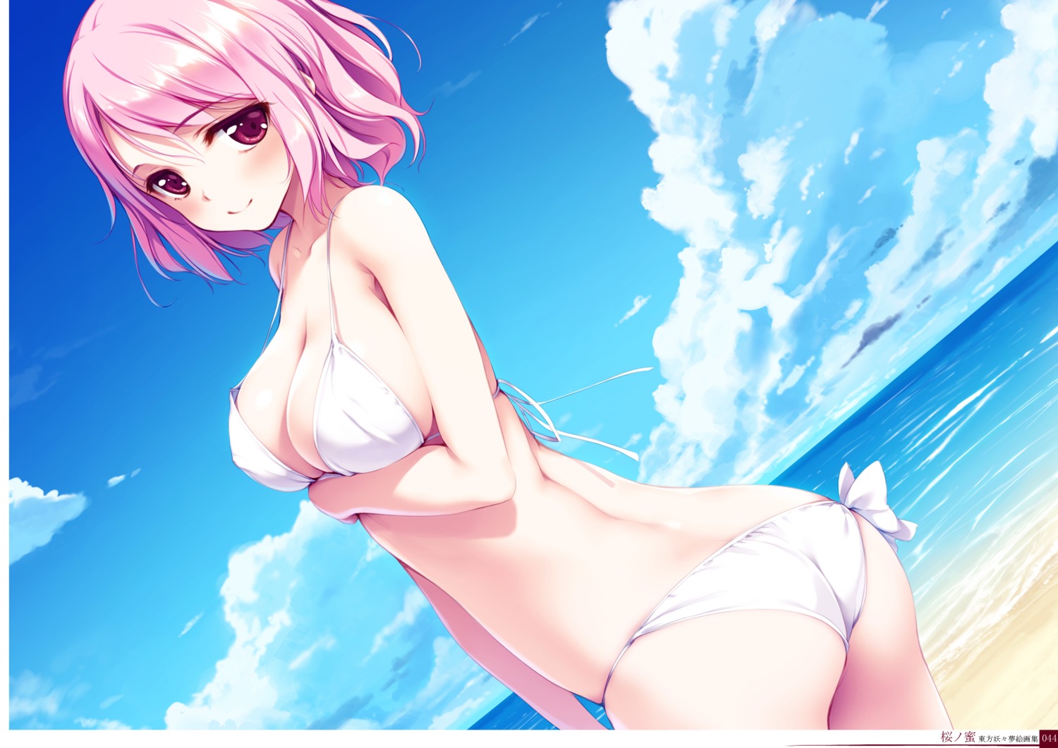 ass bikini breast_hold cleavage digital_version gekidoku_shoujo ke-ta saigyouji_yuyuko swimsuits touhou