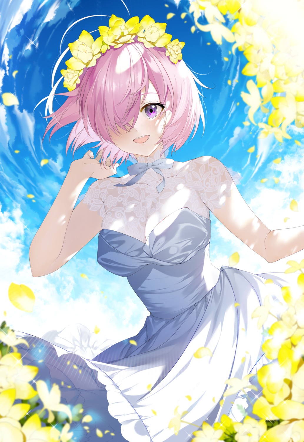 arrow_(tamawo222) cleavage dress fate/grand_order mash_kyrielight see_through skirt_lift