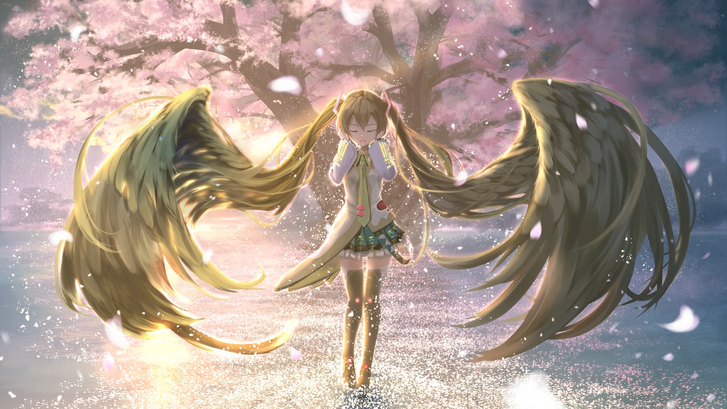 hatsune_miku kouji_(astral_reverie) thighhighs vocaloid wallpaper