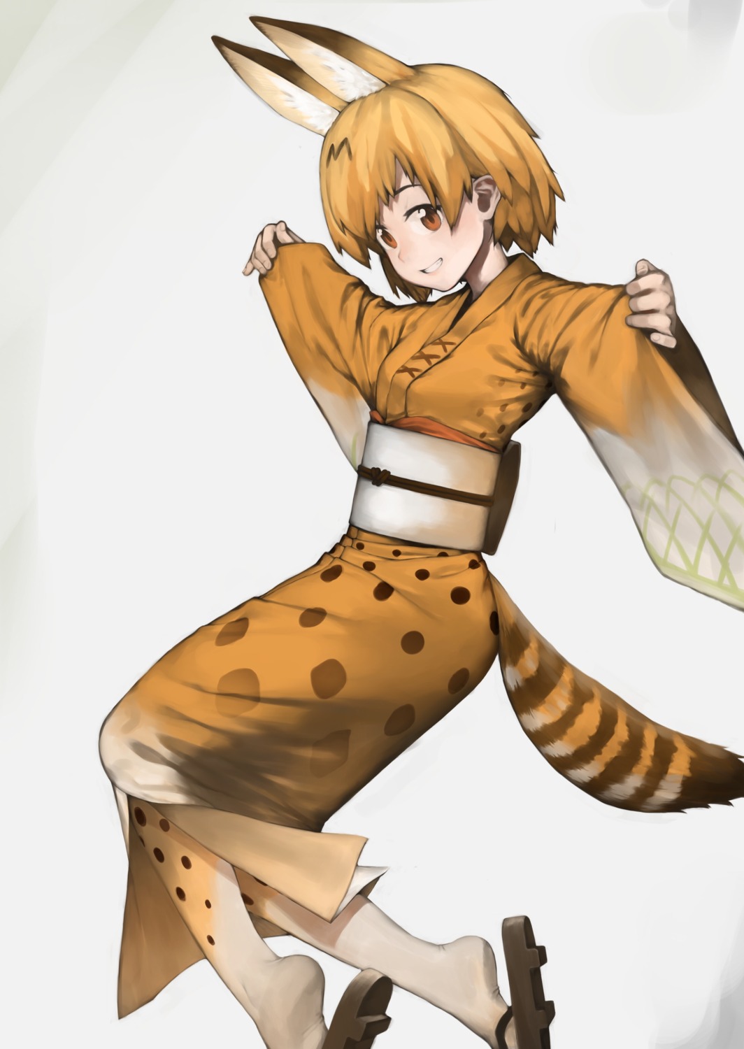 animal_ears kemono_friends kimono ponderogen serval tail