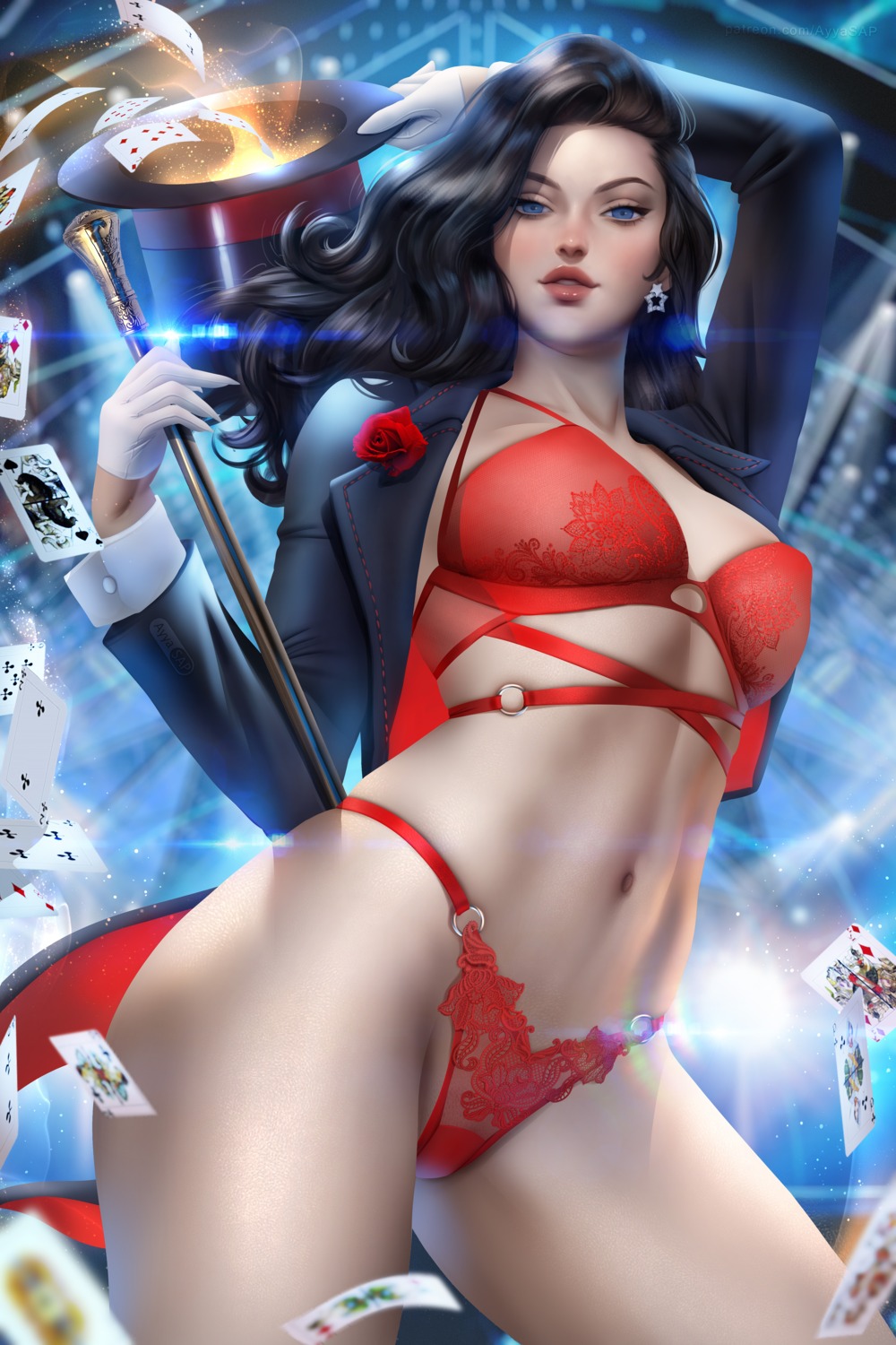 ayyasap bra dc_comics open_shirt pantsu see_through zatanna_zatara