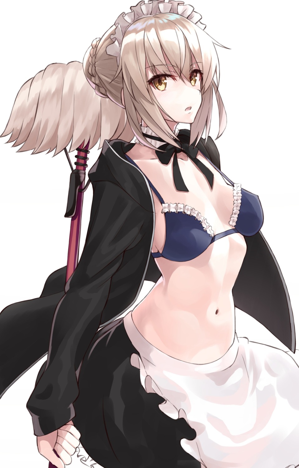 bra cleavage fate/grand_order maid open_shirt saber saber_alter shunichi