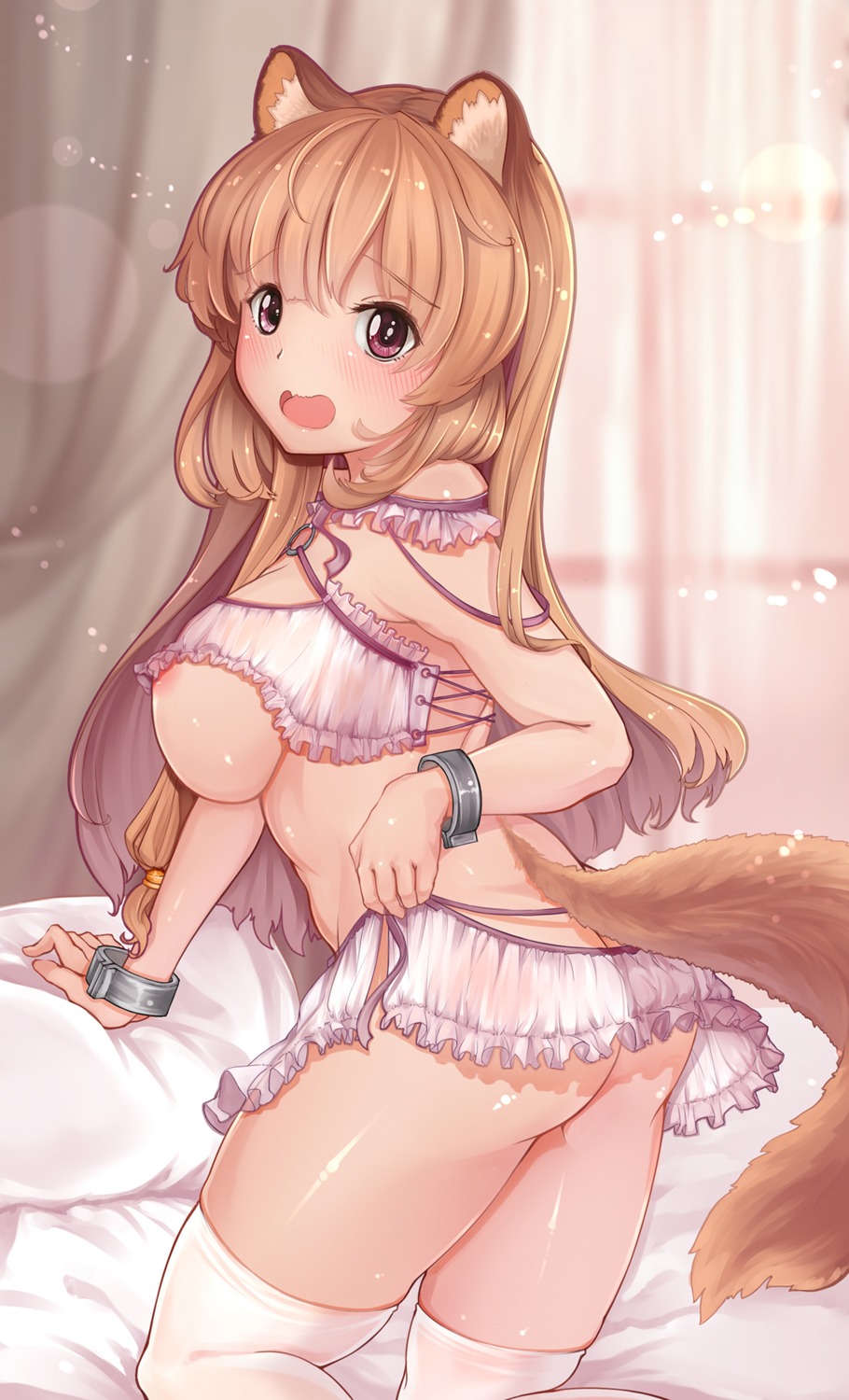 animal_ears ass lingerie nipples nopan raphtalia rhineheim see_through skirt_lift tail tate_no_yuusha_no_nariagari thighhighs