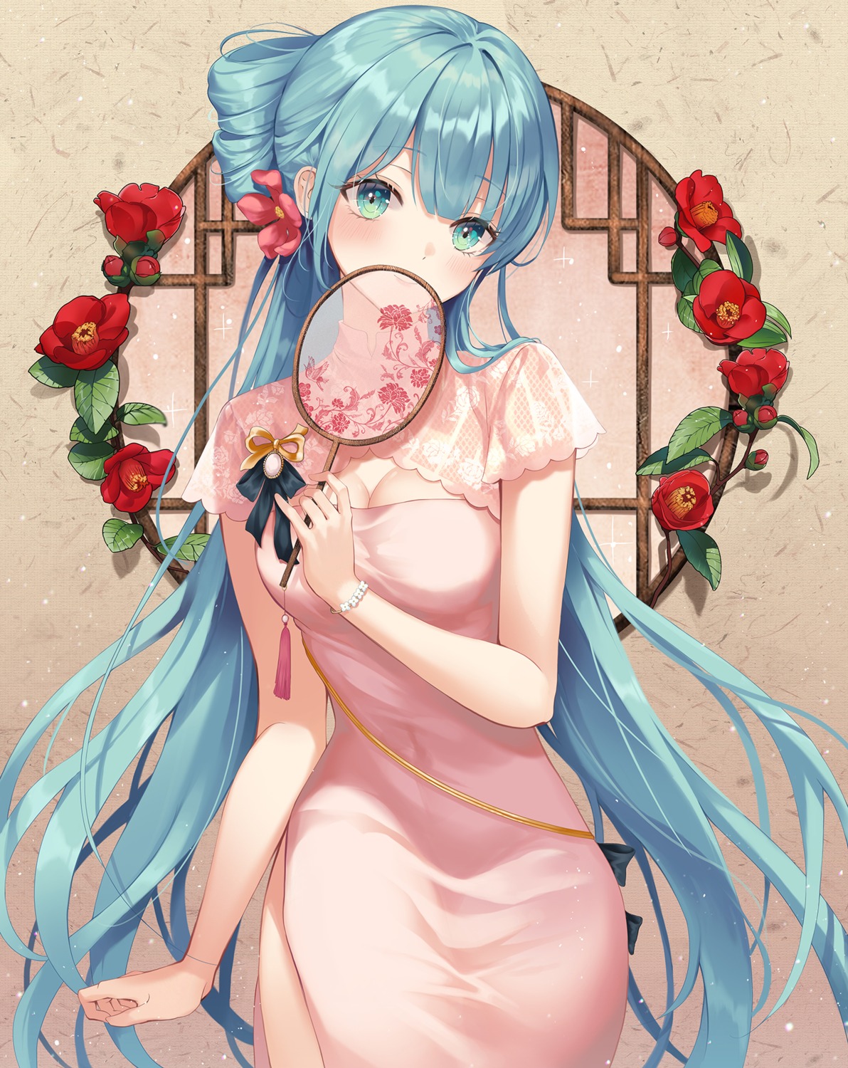 chinadress cleavage hatsune_miku heeri see_through shaohua_hatsune_miku vocaloid