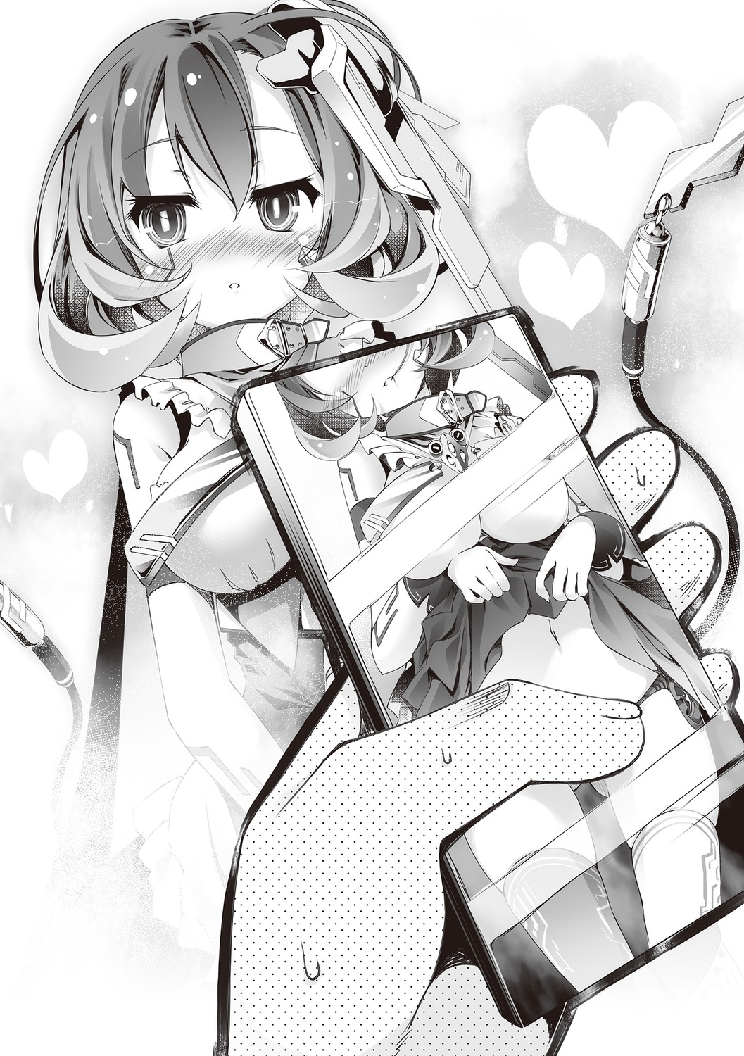 censored emir-eins kamiya_yuu monochrome no_bra no_game_no_life skirt_lift thighhighs