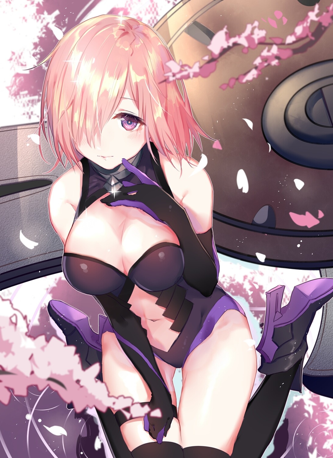 akira_(ying) cleavage fate/grand_order garter heels leotard mash_kyrielight thighhighs