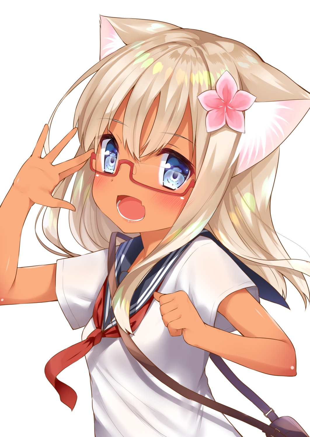 animal_ears go-1 kantai_collection megane nekomimi ro-500 seifuku