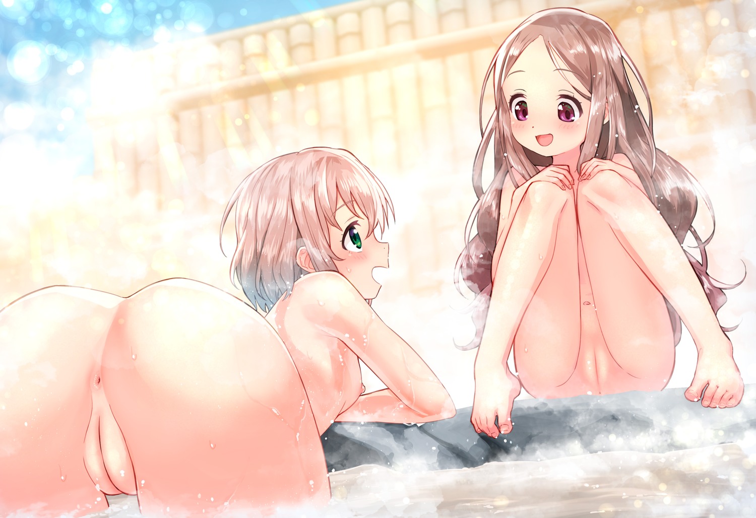 anus aoba_kokona ass loli naked nipples nyama onsen pussy uncensored wet yama_no_susume yukimura_aoi