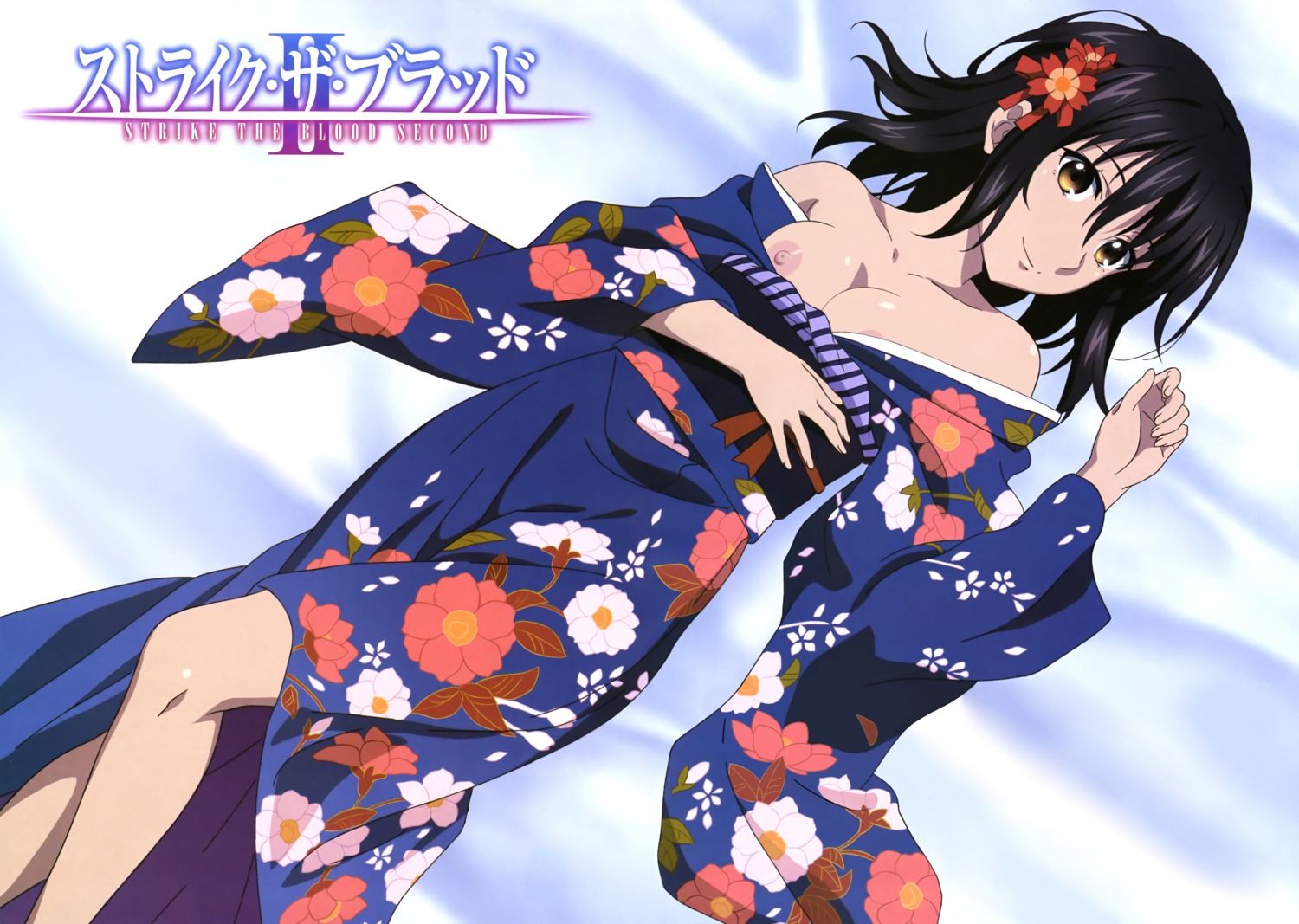 breasts hashimoto_maki himeragi_yukina nipples no_bra open_shirt photoshop strike_the_blood strike_the_blood_ii yukata