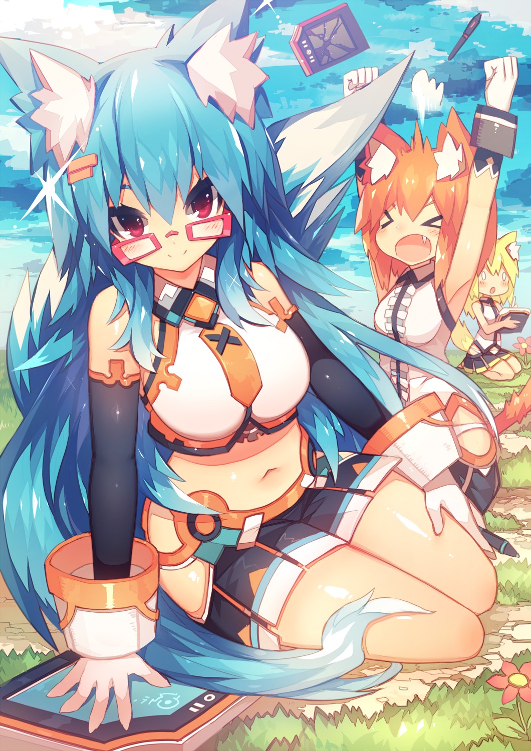 animal_ears kitsune mamuru megane tail