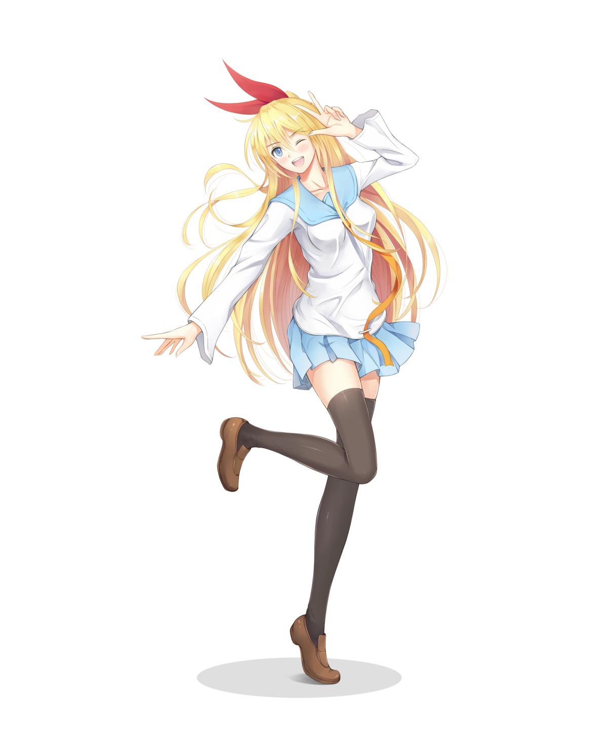 kirisaki_chitoge ltt_challenger nisekoi seifuku thighhighs