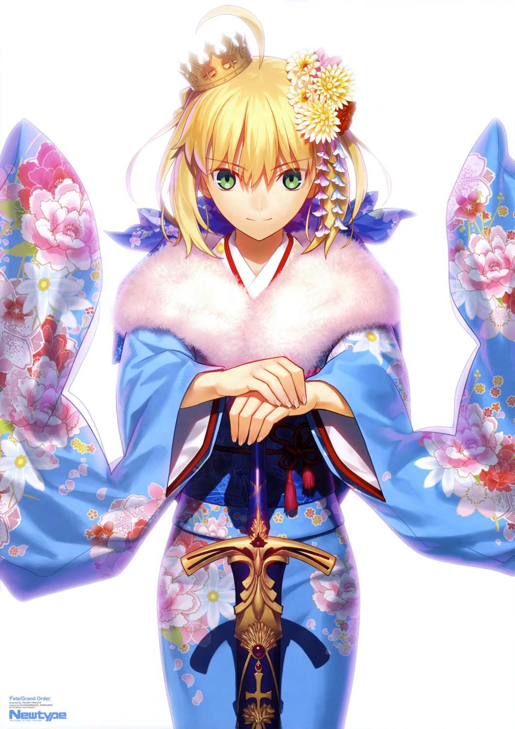 fate/grand_order fate/stay_night kimono saber sword takeuchi_takashi type-moon